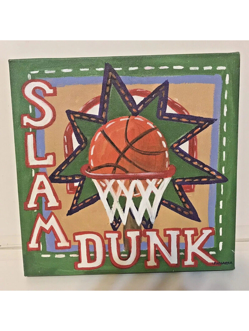 SLAM DUNK Basketball Canvas Wall Art 10x10 Oopsy Daisy Too Fine Art for Kids